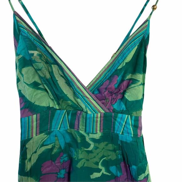 Guess Floral Mini Dress Green Purple - Picture 3 of 7